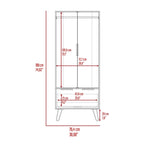 Armoire Augusta avec tringle de suspension, tiroir, pieds épingle à cheveux et placard à double porte - N/D