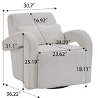 Fauteuil douillet en tissu Teddy blanc – Chaise longue moderne et robuste avec accoudoirs incurvés et épais rembourrage pour un confort moelleux