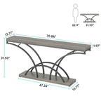 70.9 Table console en faux marbre avec pieds en métal en demi-lune pour entrée, tables d'appoint pour salon
