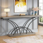 70.9 Table console en faux marbre avec pieds en métal en demi-lune pour entrée, tables d'appoint pour salon