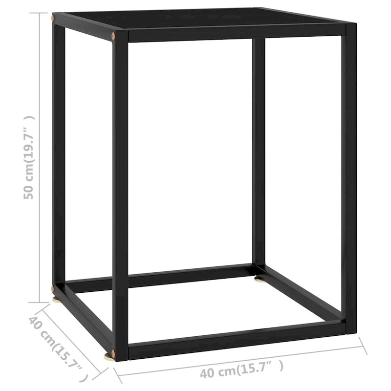 Table basse noire avec plateau en verre noir 40 x 40 x 50 cm - 40 x 40 x 50 cm