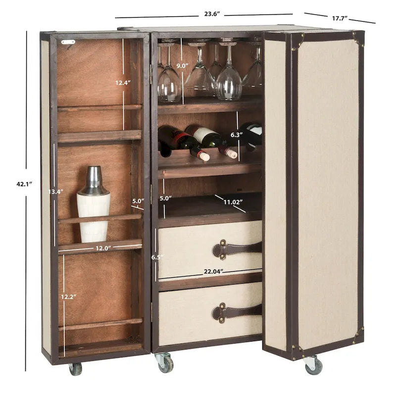 Meuble bar Krista beige avec rangement – 23,6 x 17,7 x 42,1 – 24Px18Px42H