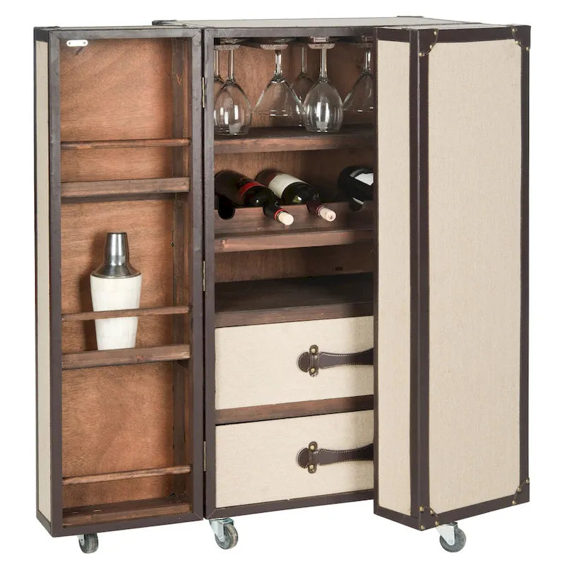 Meuble bar Krista beige avec rangement – 23,6 x 17,7 x 42,1 – 24Px18Px42H