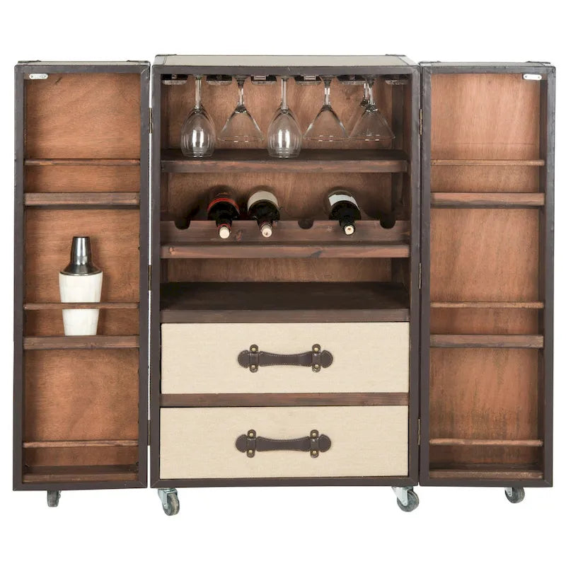 Meuble bar Krista beige avec rangement – 23,6 x 17,7 x 42,1 – 24Px18Px42H