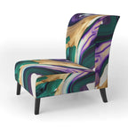 Fauteuil d'appoint moderne et contemporain et fauteuil moderne rembourrés aux motifs audacieux violet, vert et or