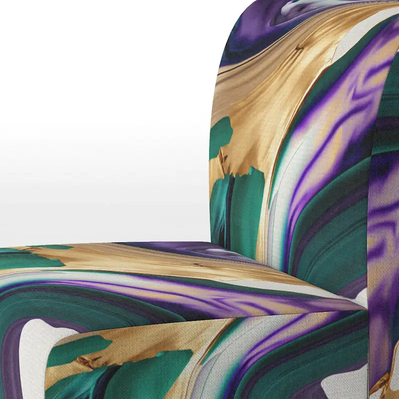 Fauteuil d'appoint moderne et contemporain et fauteuil moderne rembourrés aux motifs audacieux violet, vert et or