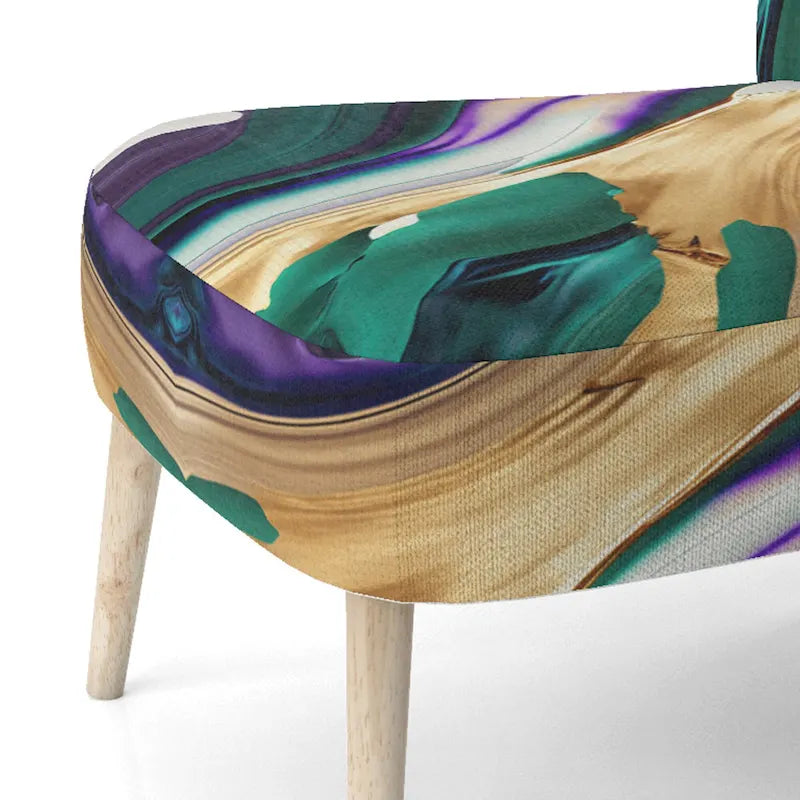 Fauteuil d'appoint moderne et contemporain et fauteuil moderne rembourrés aux motifs audacieux violet, vert et or