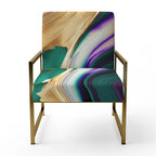 Fauteuil d'appoint moderne et contemporain et fauteuil moderne rembourrés aux motifs audacieux violet, vert et or