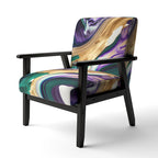 Fauteuil d'appoint moderne et contemporain et fauteuil moderne rembourrés aux motifs audacieux violet, vert et or