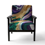 Fauteuil d'appoint moderne et contemporain et fauteuil moderne rembourrés aux motifs audacieux violet, vert et or