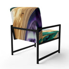 Fauteuil d'appoint moderne et contemporain et fauteuil moderne rembourrés aux motifs audacieux violet, vert et or