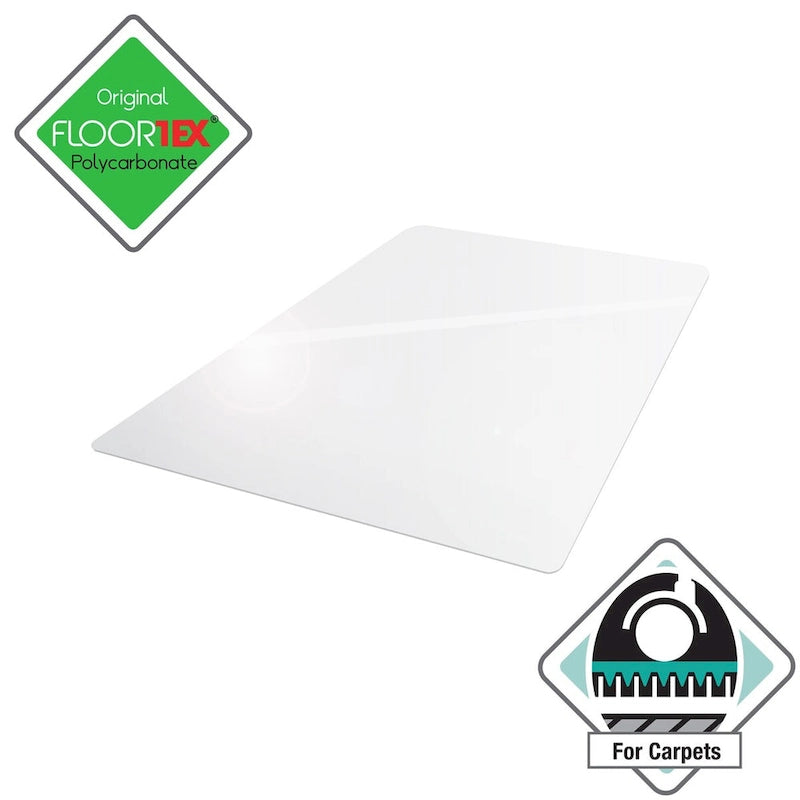Tapis de protection rectangulaire en polycarbonate pour moquettes à poils courts - 122 x 152 cm
