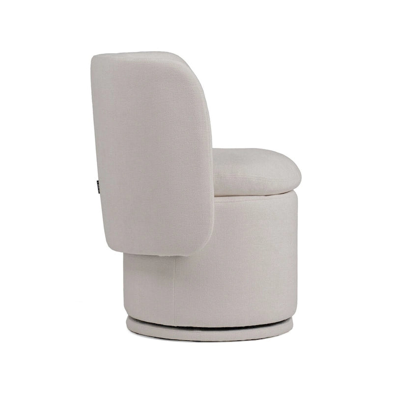Chaise de salle à manger pivotante, 26 pouces, tissu blanc cassé, dossier à oreilles, bois